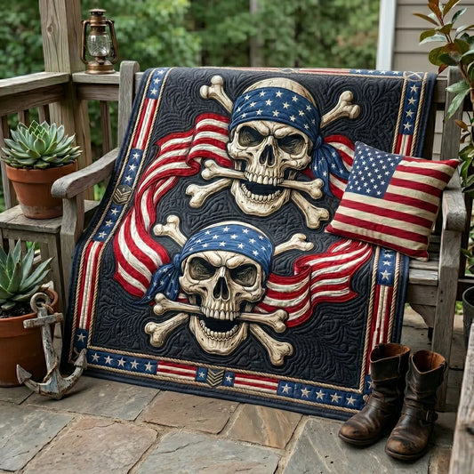 Patriot Skulls Quilt Blanket