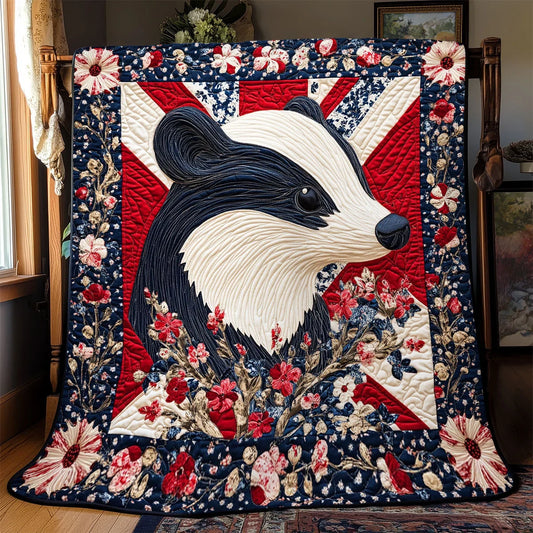 Patriotic Badger Quilt Blanket