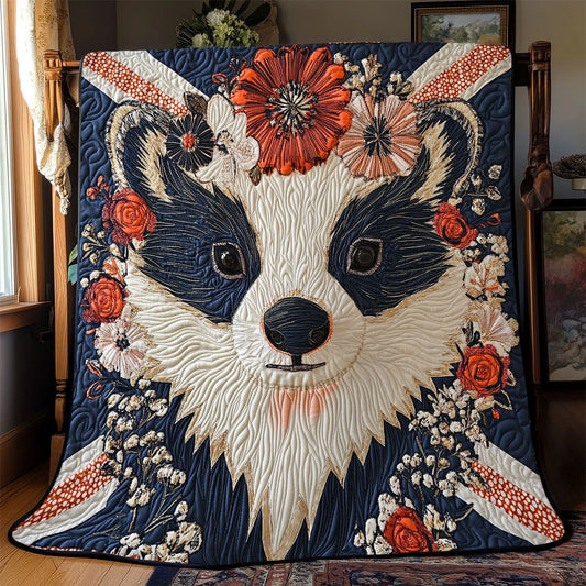 Patriotic Badger Quilt Blanket