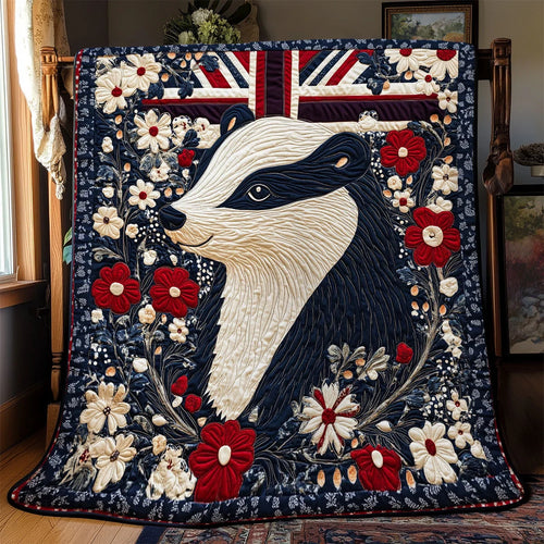 Patriotic Badger Quilt Blanket