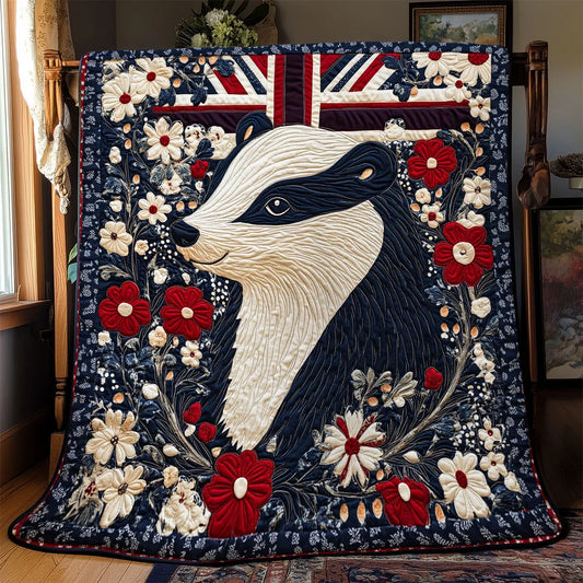 Patriotic Badger Quilt Blanket