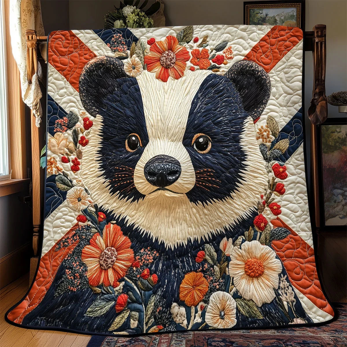 Patriotic Badger Quilt Blanket