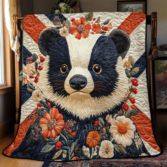 Patriotic Badger Quilt Blanket