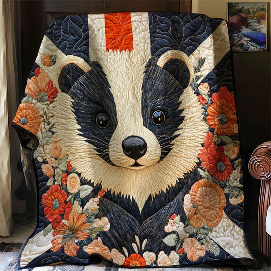 Patriotic Badger Quilt Blanket