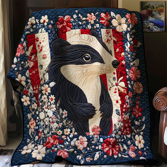 Patriotic Badger Quilt Blanket