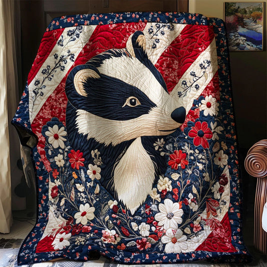 Patriotic Badger Quilt Blanket