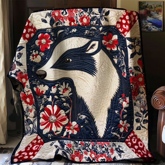 Patriotic Badger Quilt Blanket