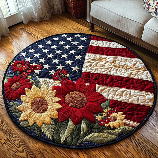 Patriotic Blossoms Quilted Round Mat