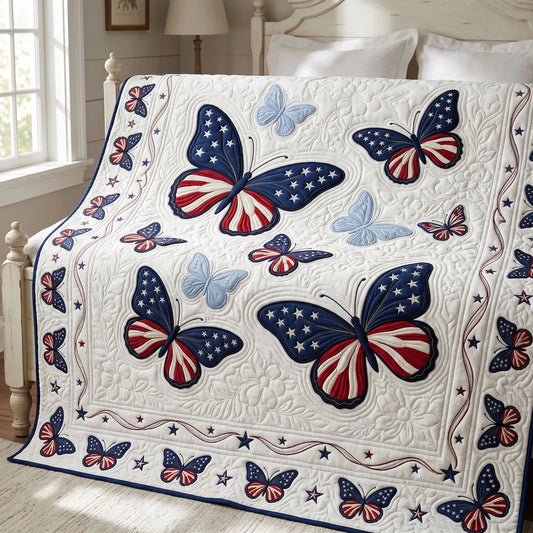 Patriotic Butterflies Quilt Blanket