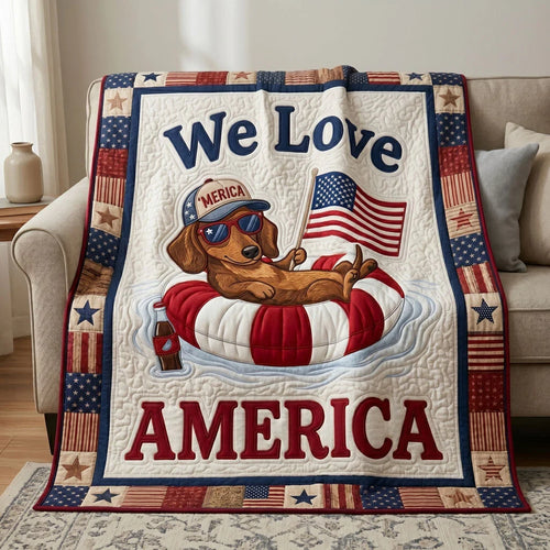 Patriotic Dachshund Usa Quilt Blanket