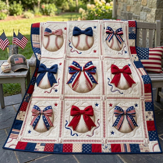 Patriotic Diamond Baseballs Quilt Blanket