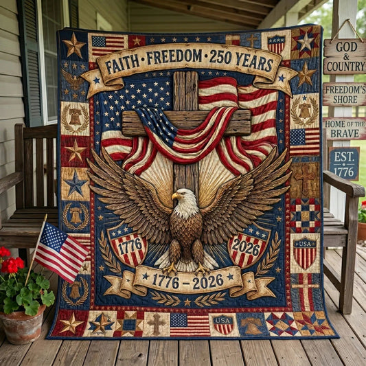 Patriotic Eagle Cross Quilt Blanket