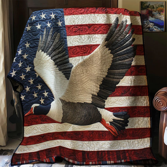 Patriotic Geese Quilt Blanket