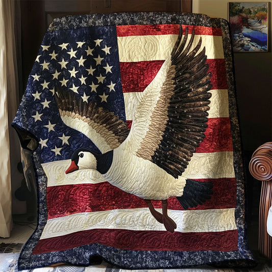 Patriotic Geese Quilt Blanket