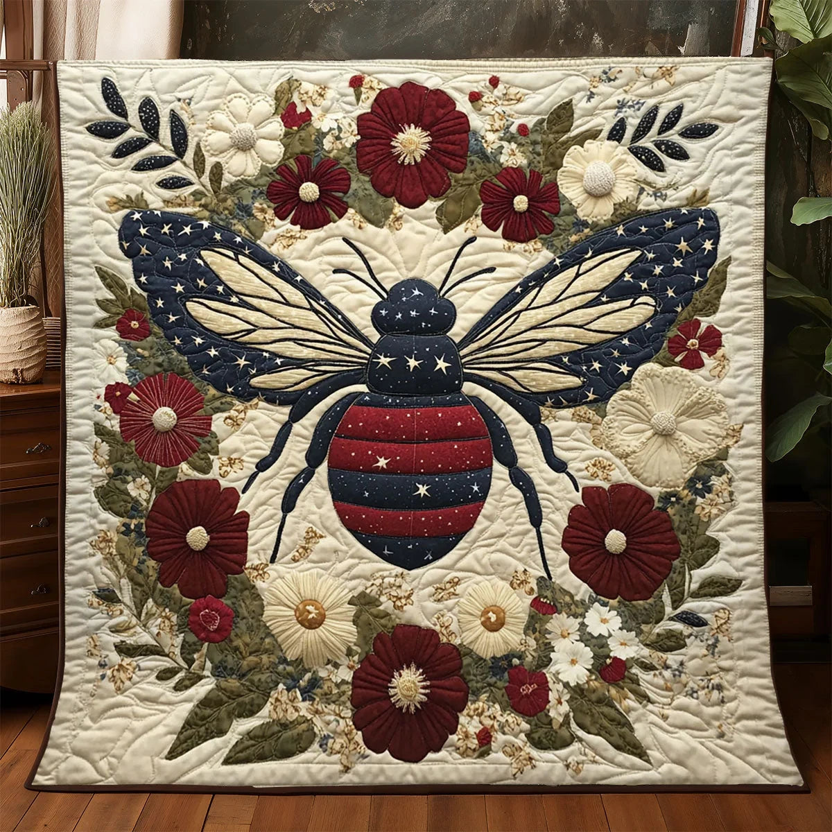 Patriotic Honeybee Quilt Blanket