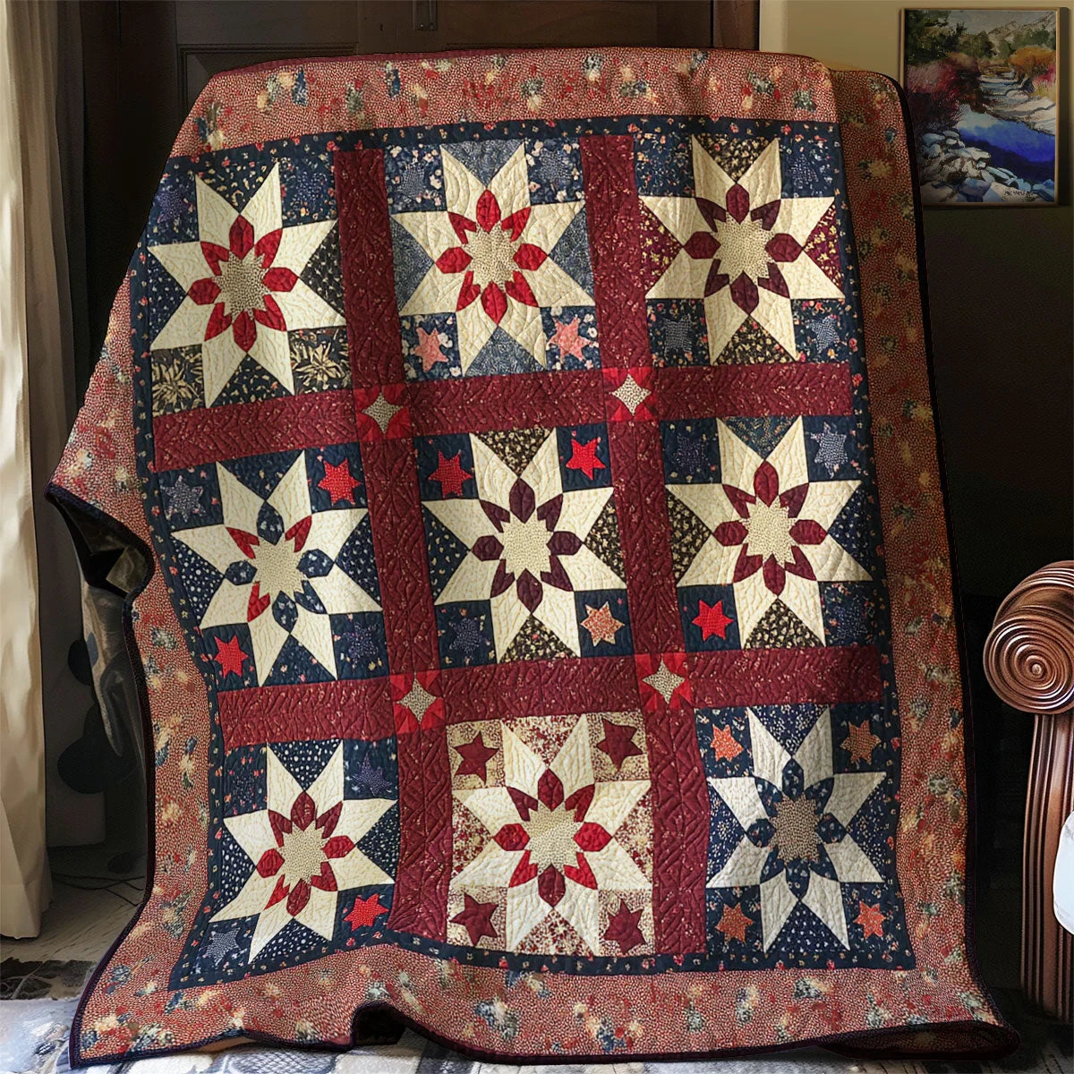 Patriotic Star Quilt Blanket