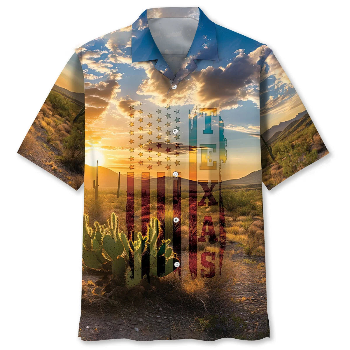 Patriotic America Texas Scene Hawaiian Shirt, patriotic gift for 4th of July
