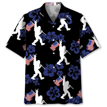 Patriotic Bigfoot Usa Flag Hawaiian Shirt, patriotic gift for 4th of July (view 4)