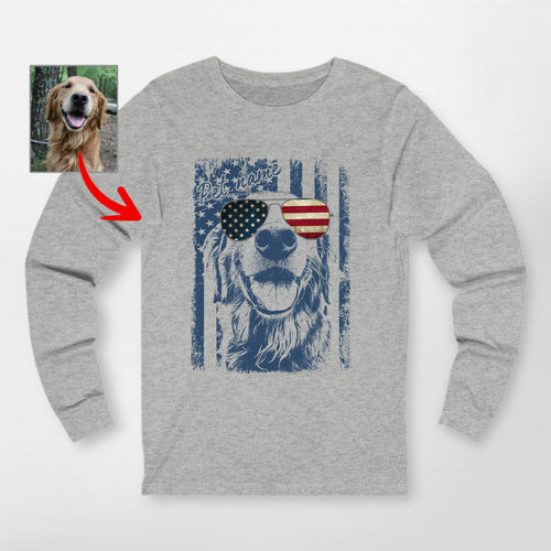Patriotic Custom Dogface Long Sleeve Shirt
