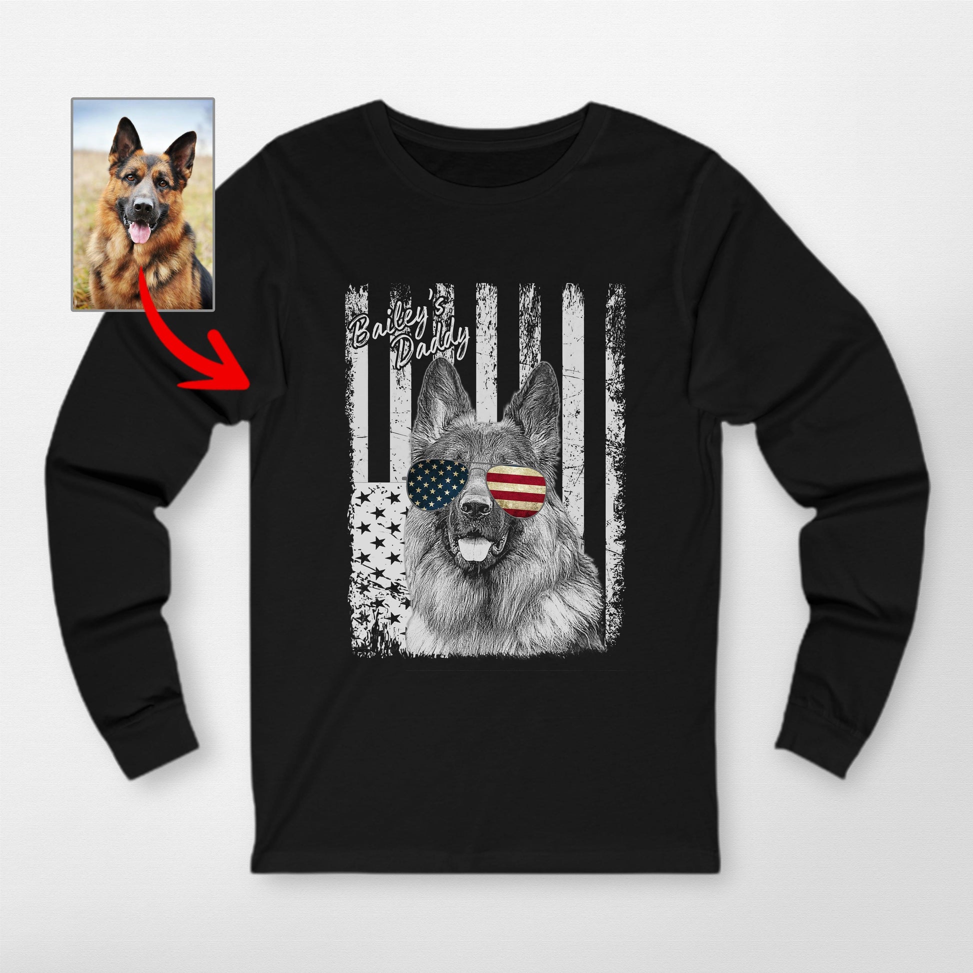 Patriotic Custom Dogface Long Sleeve Shirt (view 2)
