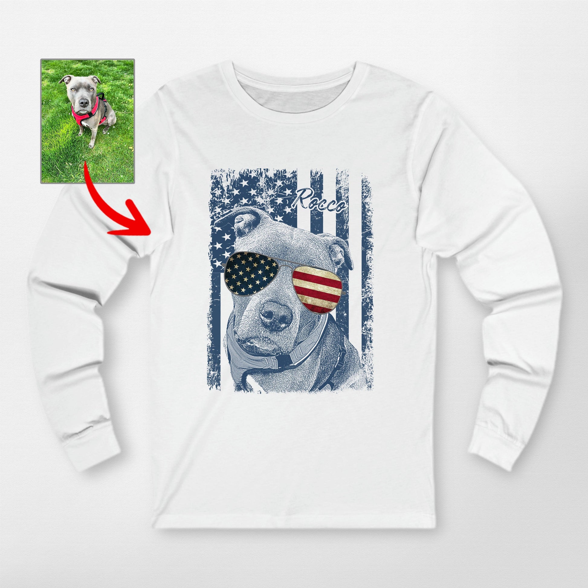 Patriotic Custom Dogface Long Sleeve Shirt (view 4)
