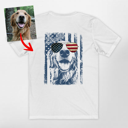 Patriotic Custom Dogface Shirt Backside, custom pet portrait gift for pet lovers (view 2)