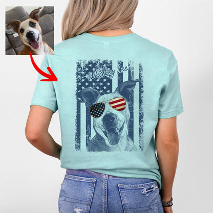 Patriotic Custom Dogface Shirt Backside, custom pet portrait gift for pet lovers (view 7)