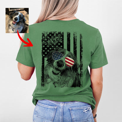 Patriotic Custom Dogface Shirt Backside, custom pet portrait gift for pet lovers (view 8)