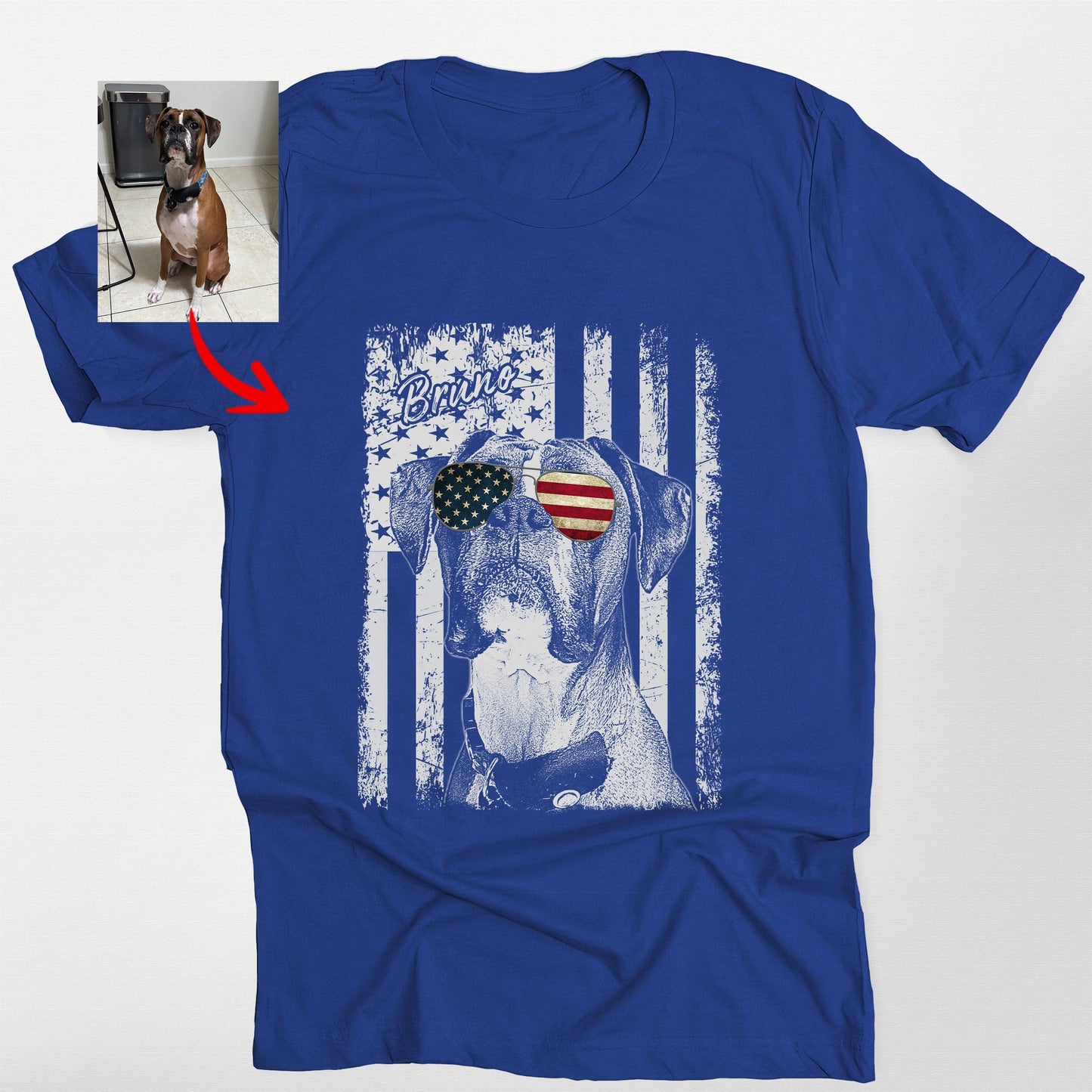 Patriotic Custom Dogface T-Shirt for Dad, custom pet portrait gift for pet lovers (view 10)