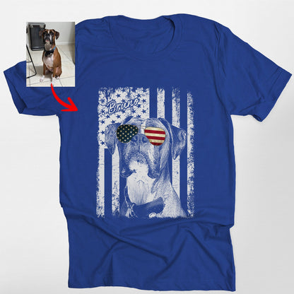 Patriotic Custom Dogface T-Shirt for Dad, custom pet portrait gift for pet lovers (view 10)