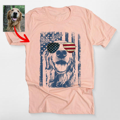 Patriotic Custom Dogface T-Shirt for Mom, custom pet portrait gift for pet lovers (view 11)