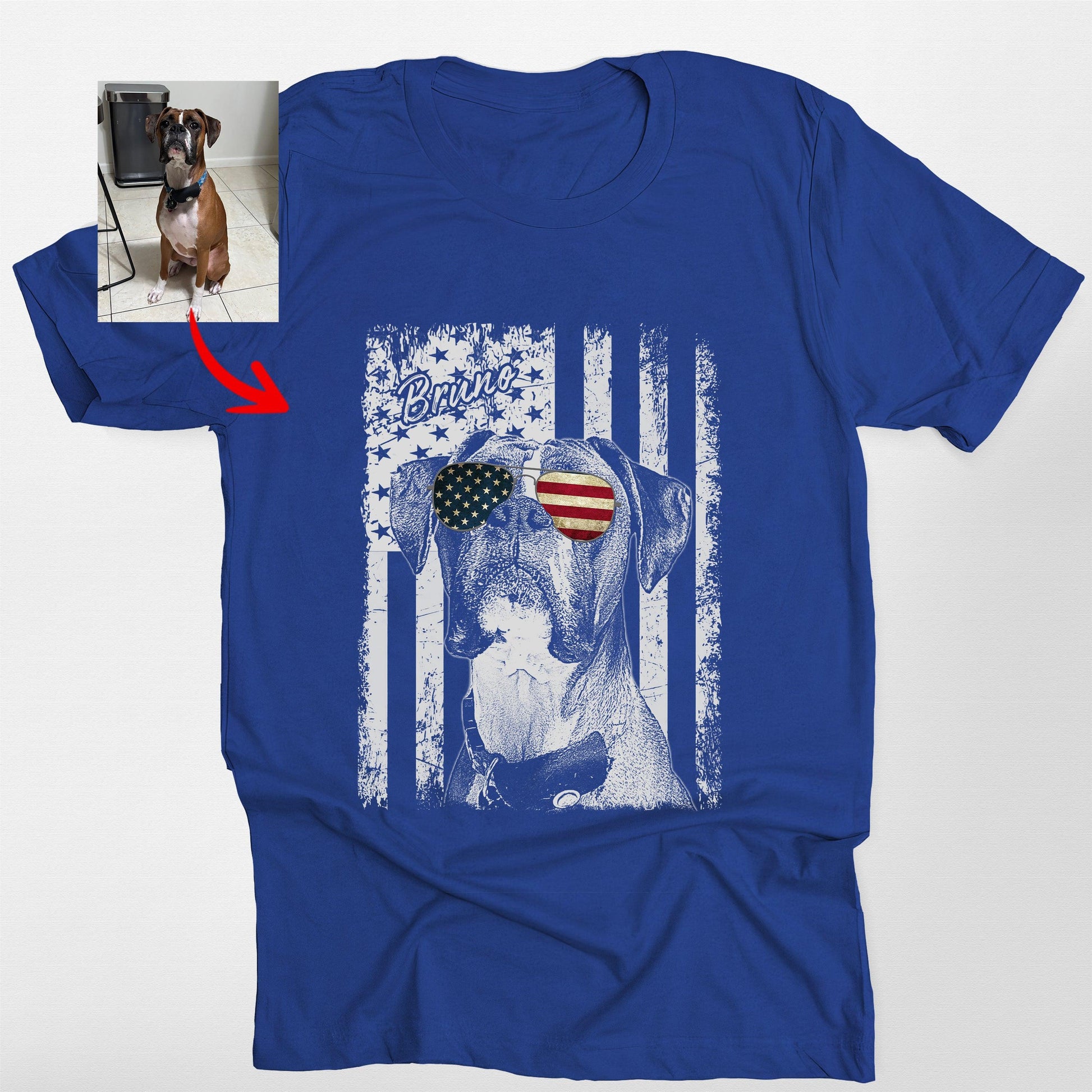 Patriotic Custom Dogface T-Shirt for Mom, custom pet portrait gift for pet lovers (view 14)
