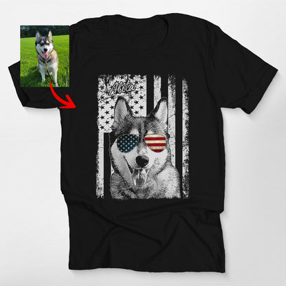 Patriotic Custom Dogface Unisex Shirt, custom pet portrait gift for pet lovers (view 2)