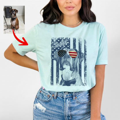Patriotic Custom Dogface Unisex Shirt, custom pet portrait gift for pet lovers (view 8)