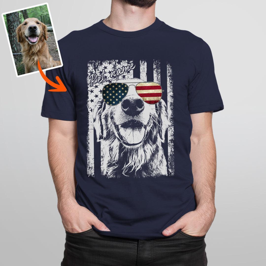Patriotic Custom Dogface Unisex Shirt, custom pet portrait gift for pet lovers (view 12)