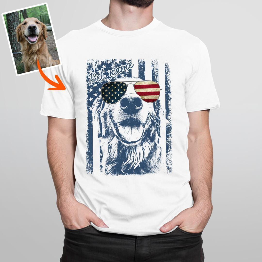 Patriotic Custom Dogface Unisex Shirt, custom pet portrait gift for pet lovers (view 13)