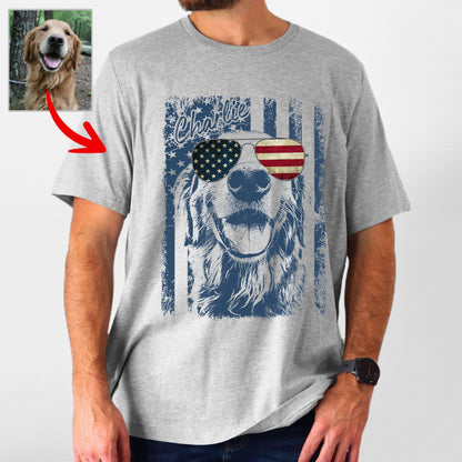 Patriotic Custom Dogface Unisex Shirt, custom pet portrait gift for pet lovers (view 15)