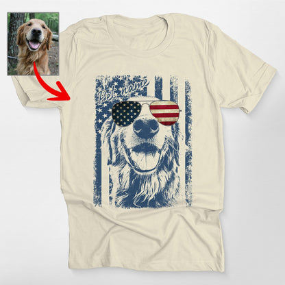 Patriotic Custom Dogface Unisex Shirt, custom pet portrait gift for pet lovers (view 5)