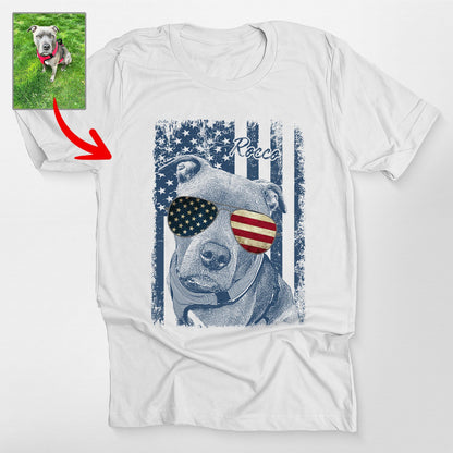 Patriotic Custom Dogface Unisex Shirt, custom pet portrait gift for pet lovers (view 7)