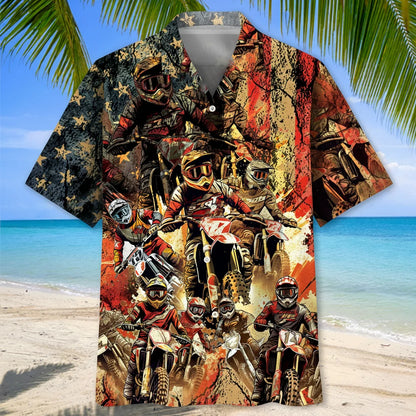 Patriotic Dirt Bike Racing Hawaiian Shirt, patriotic gift for 4th of July (view 2)