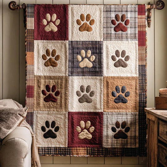 Paw Story Quilt Blanket - Quilted Blanket by OtterMia