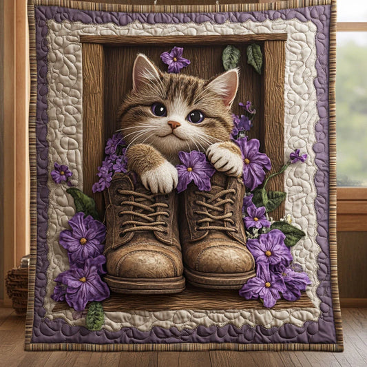 Paws In Boots Quilt Blanket