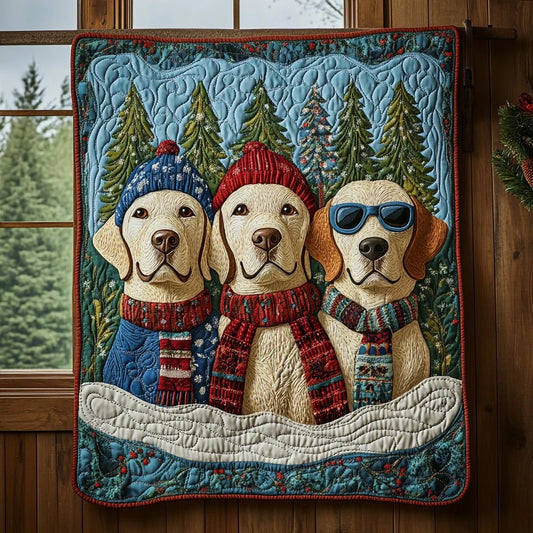Paws In Snow Quilt Blanket
