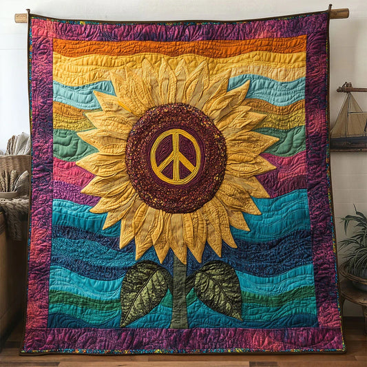 Peace Garden Sunflower Quilt Blanket