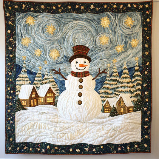 Peace Glow Snowman Quilt Blanket