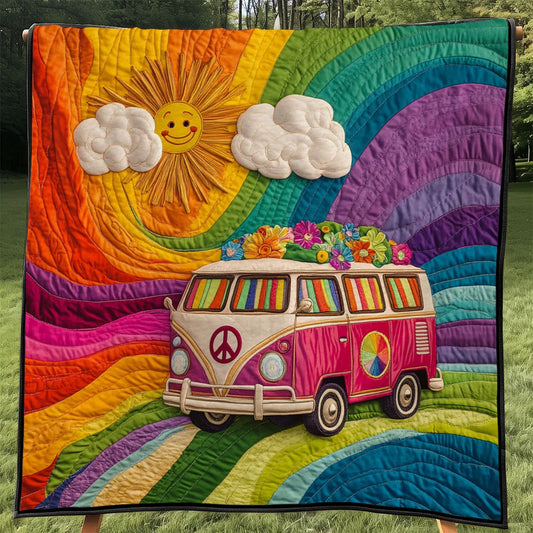 Peace Sign Road Quilt Blanket