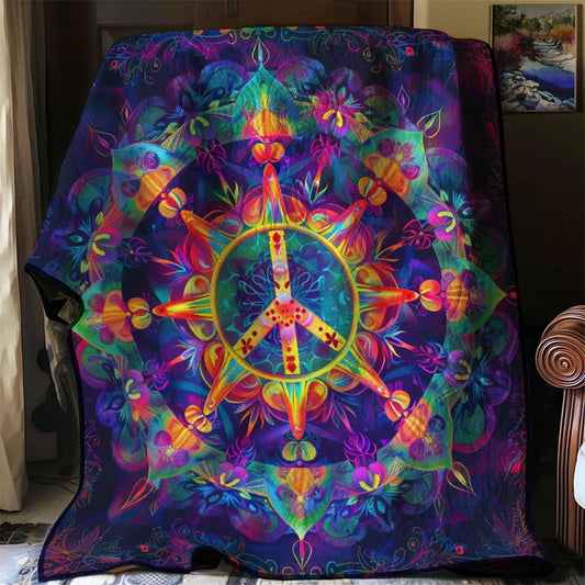 Peace Sign Sun Quilt Blanket