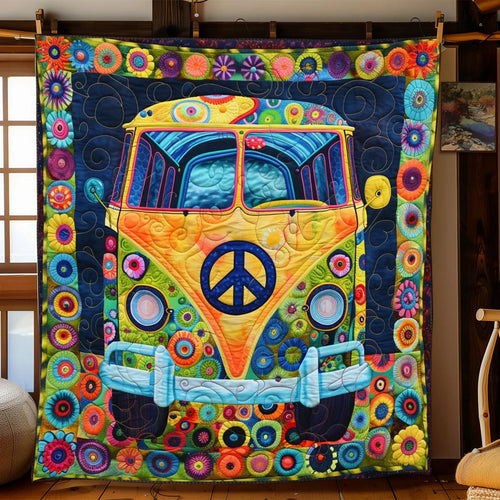 Peace Sign Van Quilt Blanket
