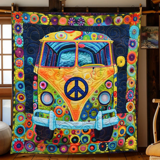 Peace Sign Van Quilt Blanket