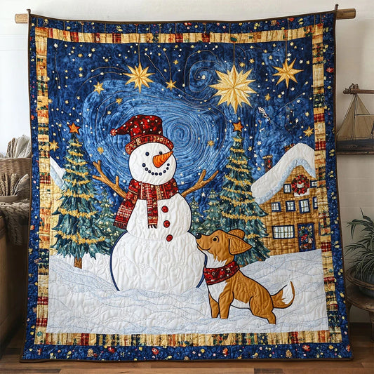 Peace Star Snowman Quilt Blanket